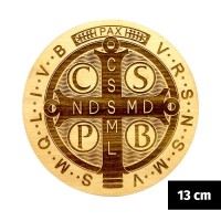Medalik św. Benedykta grawerowany laserowo (wzór nr 2, średnica 13 cm, drewno bukowe)