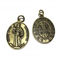 Medalik św. Benedykta, wzór klasyczny z 1741 r. (IHS, kolor: stare złoto)