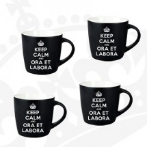 Kubek "KEEP CALM & ORA ET LABORA" - KG Niski Classic czano-biały