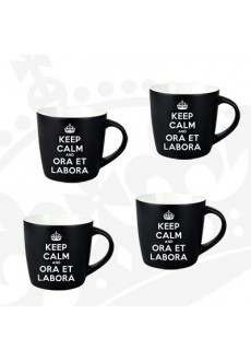 Kubek "KEEP CALM & ORA ET LABORA" - KG Niski Classic czano-biały