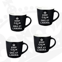 Kubek "Keep calm and ora et labora" - KG niski czarno-biały