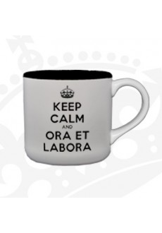 Kubek "KEEP CALM & ORA ET LABORA" - KR Niski biało-czarny