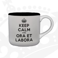 Kubek "Keep calm and ora et labora" - KR niski biało-czarny