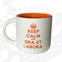 Kubek "Keep calm and ora et labora" - KR niski pomarańczowy