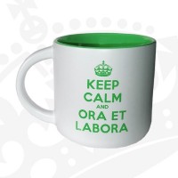 Kubek "Keep calm and ora et labora" - KR niski zielony