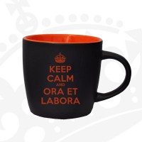 Kubek "Keep calm and ora et labora" - KG czarno-pomarańczowy