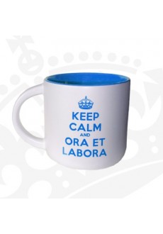 Kubek "KEEP CALM & ORA ET LABORA" - KR niski niebieski